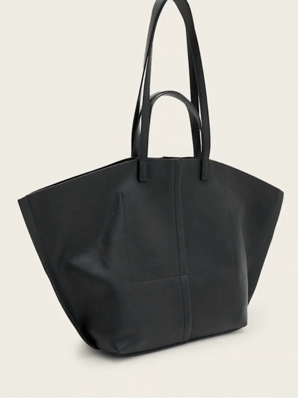 All Saints PHOENIX SPACIOUS LEATHER TOTE BAG Black Leather Tote Bag NWT